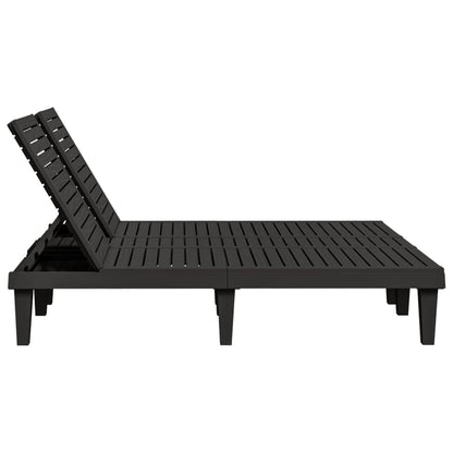 Double sun lounger 155x138x83 cm black polypropylene