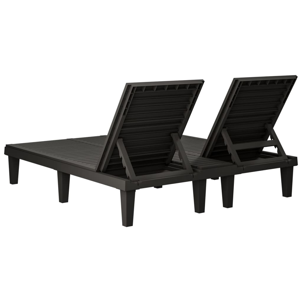 Double sun lounger 155x138x83 cm black polypropylene