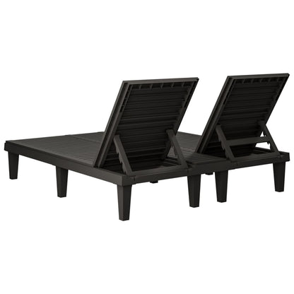 Double sun lounger 155x138x83 cm black polypropylene