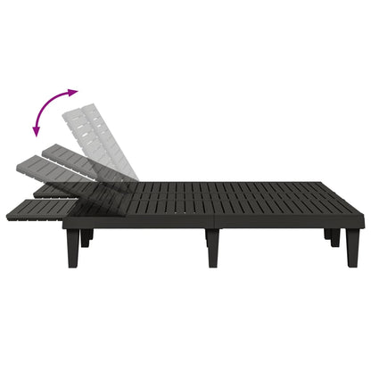 Double sun lounger 155x138x83 cm black polypropylene
