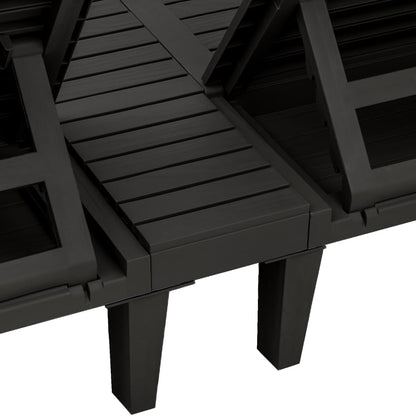 Double sun lounger 155x138x83 cm black polypropylene