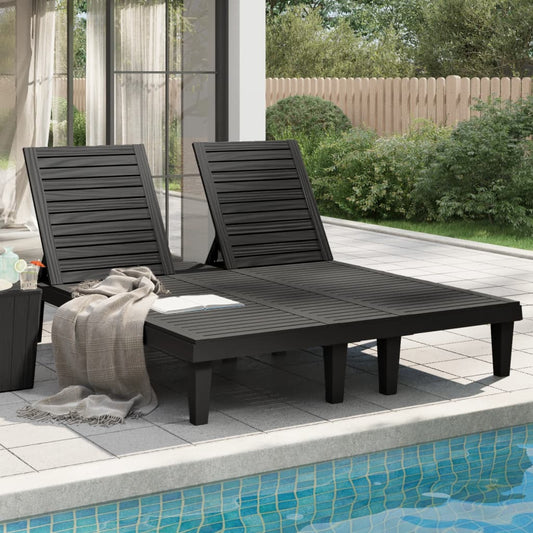 Double sun lounger 155x138x83 cm black polypropylene
