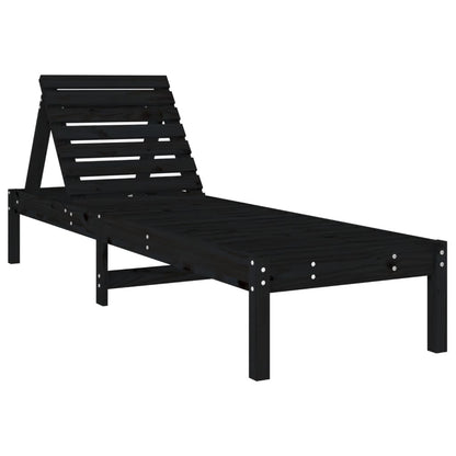 Sun loungers 2 pcs with table black solid pine wood