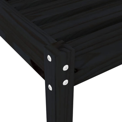 Sun loungers 2 pcs with table black solid pine wood