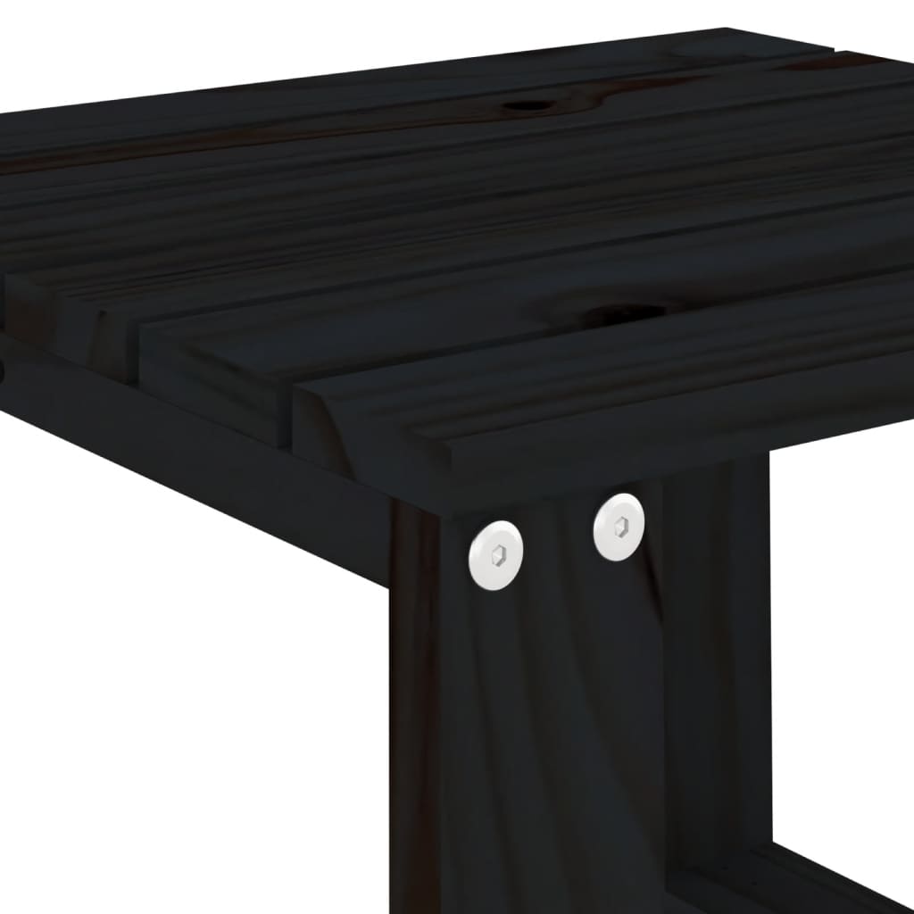 Sun loungers 2 pcs with table black solid pine wood