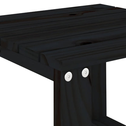 Sun loungers 2 pcs with table black solid pine wood