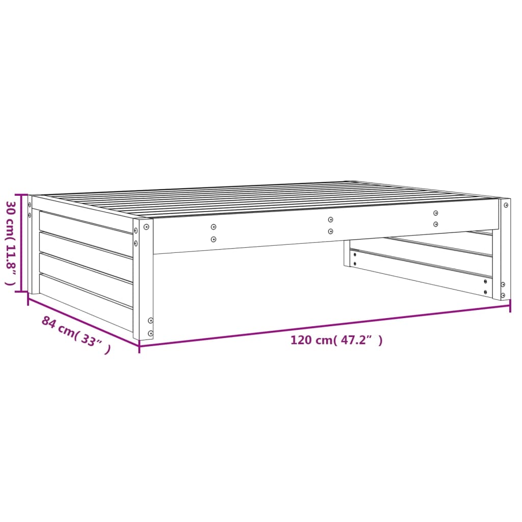 Garden footrest 120x80 cm solid pine