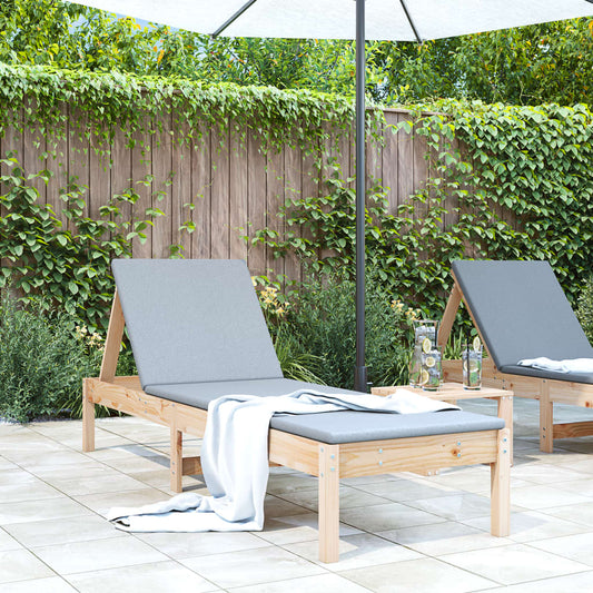 Sun lounger 199.5x60x74 cm solid pine wood