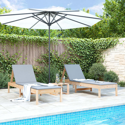 Sun loungers 2 pcs 199.5x60x74 cm solid pine wood