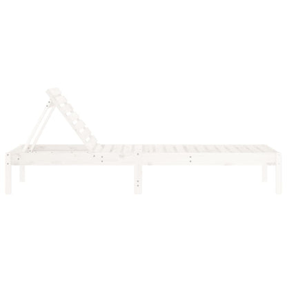 Sun lounger 199.5x60x74 cm solid pine wood white