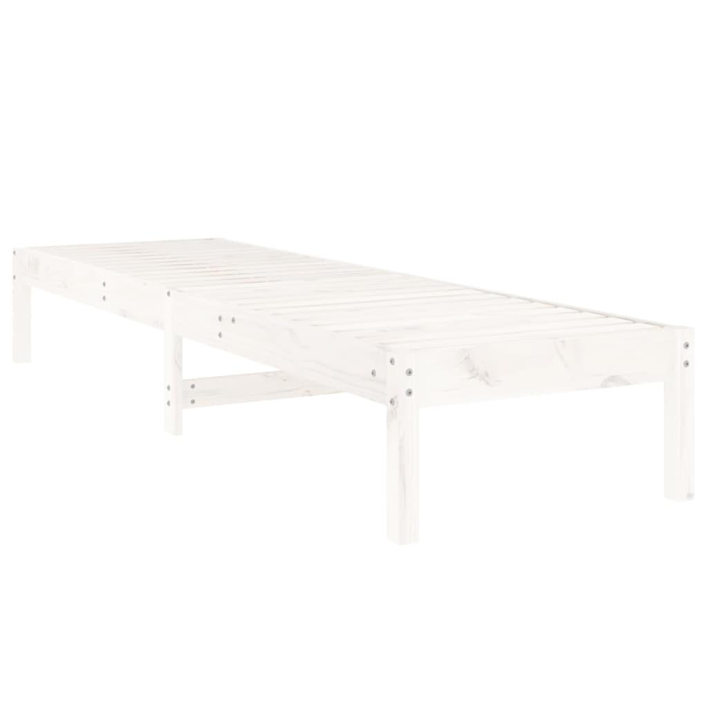 Sun lounger 199.5x60x74 cm solid pine wood white