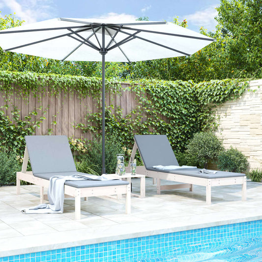 Sun loungers 2 pcs 199.5x60x74 cm solid pine white