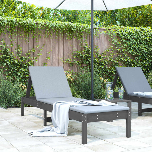 Sun lounger 199.5x60x74 cm solid pine wood grey