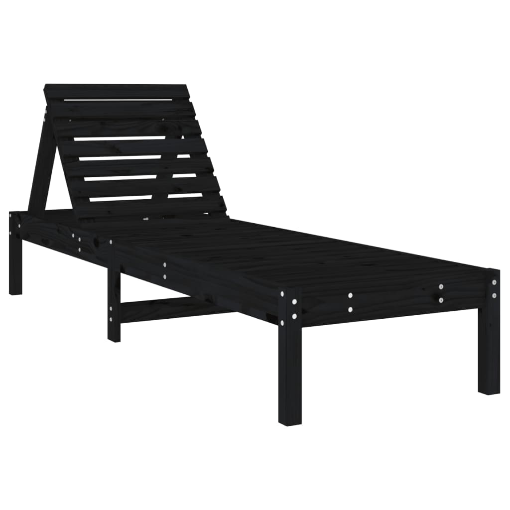 Sun loungers 2 pcs 199.5x60x74 cm solid pine black