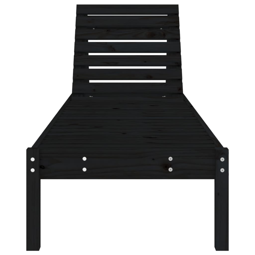 Sun loungers 2 pcs 199.5x60x74 cm solid pine black