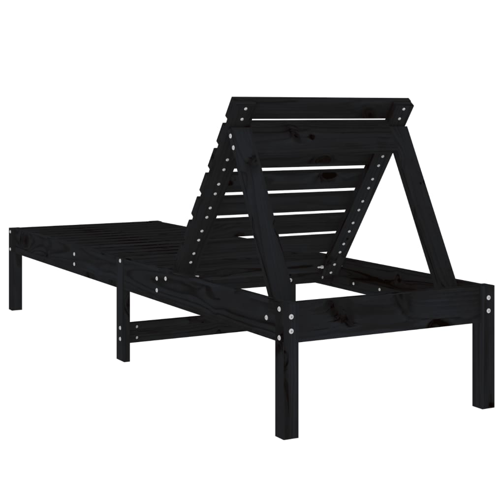 Sun loungers 2 pcs 199.5x60x74 cm solid pine black