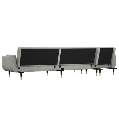Sofá-cama em forma de L 275x140x70 cm veludo cinzento