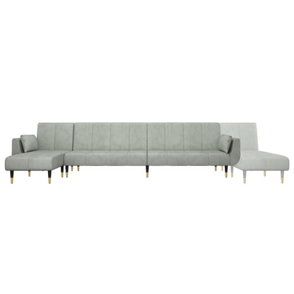 Sofá-cama em forma de L 275x140x70 cm veludo cinzento