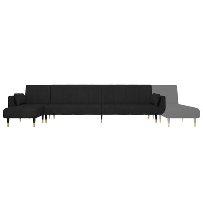Sofá-cama em forma de L 275x140x70 cm veludo preto