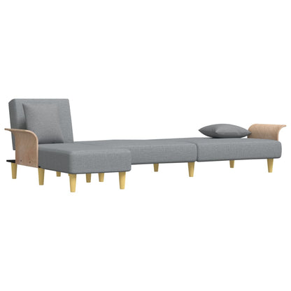 Sofá-cama em forma de L 279x140x70 cm tecido cinzento-claro