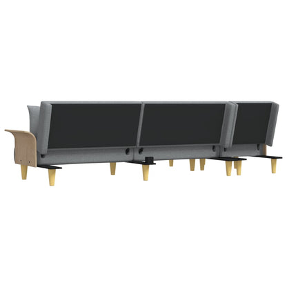 Sofá-cama em forma de L 279x140x70 cm tecido cinzento-claro