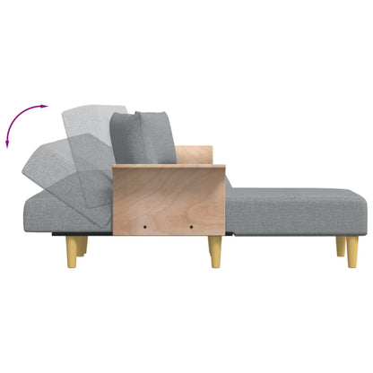 Sofá-cama em forma de L 279x140x70 cm tecido cinzento-claro