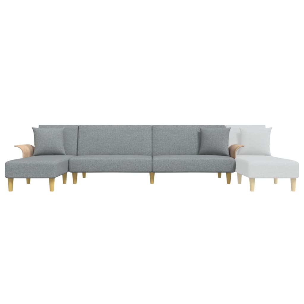 Sofá-cama em forma de L 279x140x70 cm tecido cinzento-claro