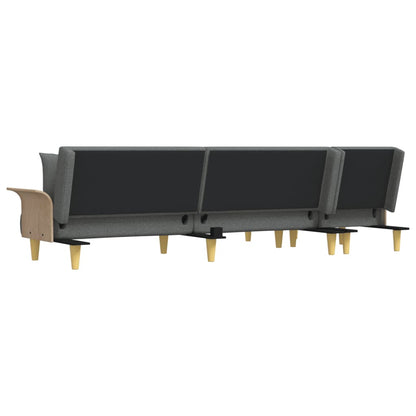 Sofá-cama em forma de L 279x140x70 cm tecido cinzento-escuro