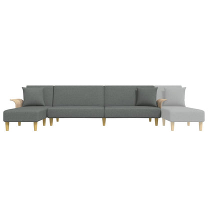 Sofá-cama em forma de L 279x140x70 cm tecido cinzento-escuro
