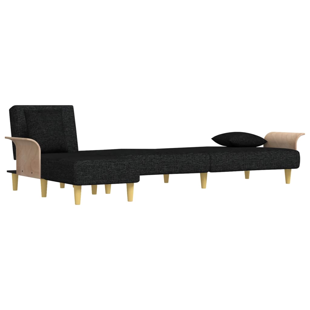 Sofá-cama em forma de L 279x140x70 cm tecido preto
