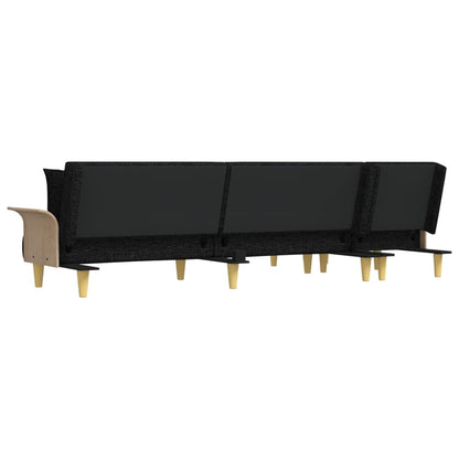 Sofá-cama em forma de L 279x140x70 cm tecido preto