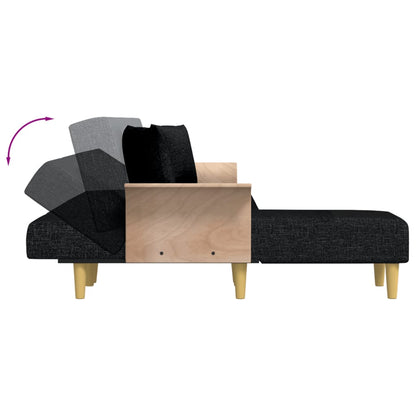Sofá-cama em forma de L 279x140x70 cm tecido preto