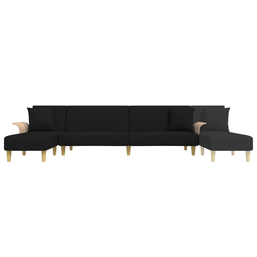 Sofá-cama em forma de L 279x140x70 cm tecido preto