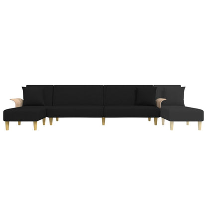 Sofá-cama em forma de L 279x140x70 cm tecido preto