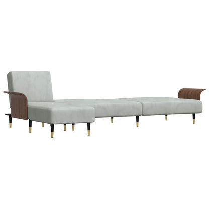 L-shaped sofa bed 279x140x70 cm light grey velvet