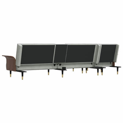 L-shaped sofa bed 279x140x70 cm light grey velvet