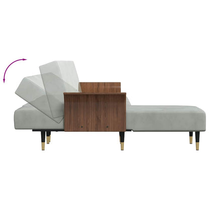 L-shaped sofa bed 279x140x70 cm light grey velvet