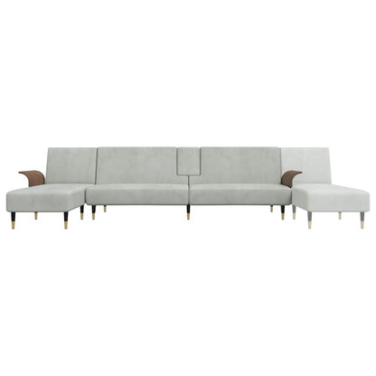 L-shaped sofa bed 279x140x70 cm light grey velvet