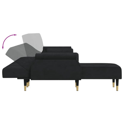 Sofá-cama em forma de L 271x140x70 cm veludo preto