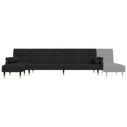 Sofá-cama em forma de L 271x140x70 cm veludo preto