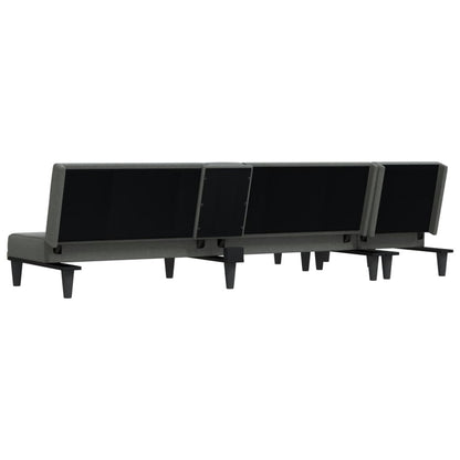 Sofá-cama em forma de L 255x140x70 cm tecido cinzento-escuro