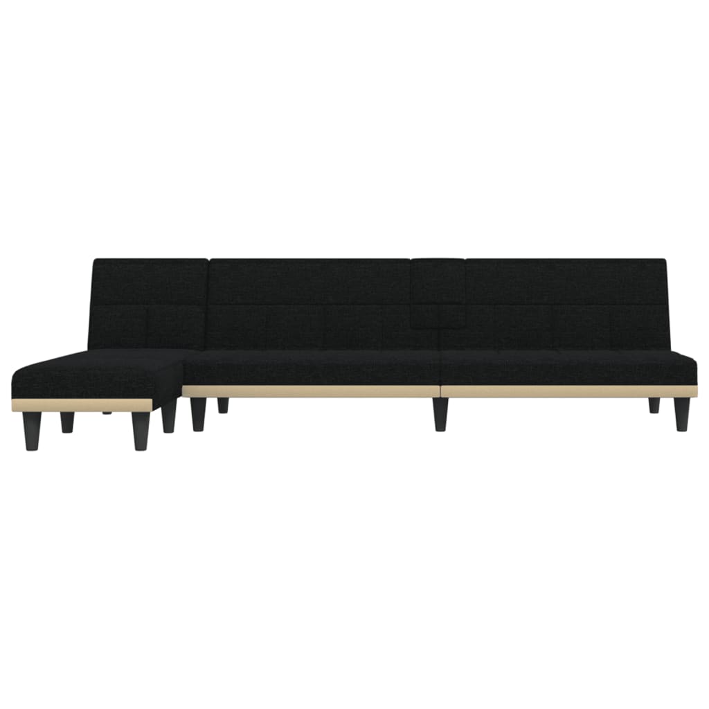 L-shaped sofa bed 279x140x70 cm black fabric