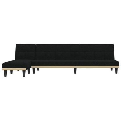 L-shaped sofa bed 279x140x70 cm black fabric