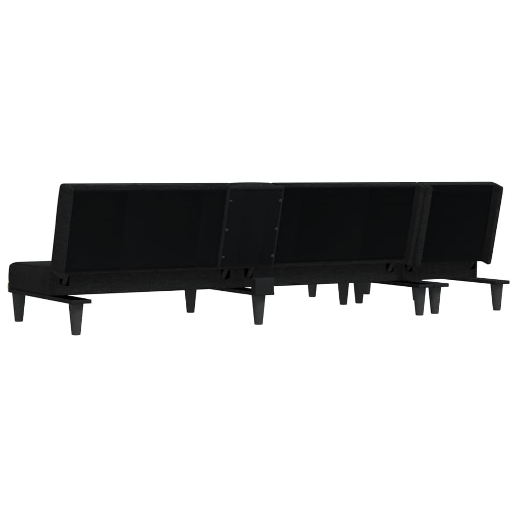 L-shaped sofa bed 279x140x70 cm black fabric