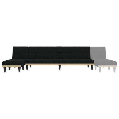 L-shaped sofa bed 279x140x70 cm black fabric