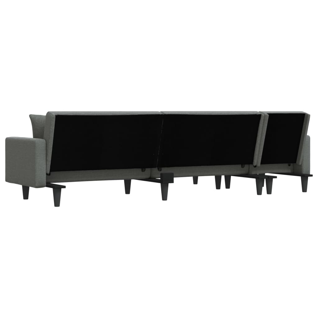 Sofá-cama em forma de L 275x140x70 cm tecido cinzento-escuro
