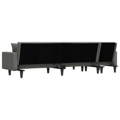 Sofá-cama em forma de L 275x140x70 cm tecido cinzento-escuro