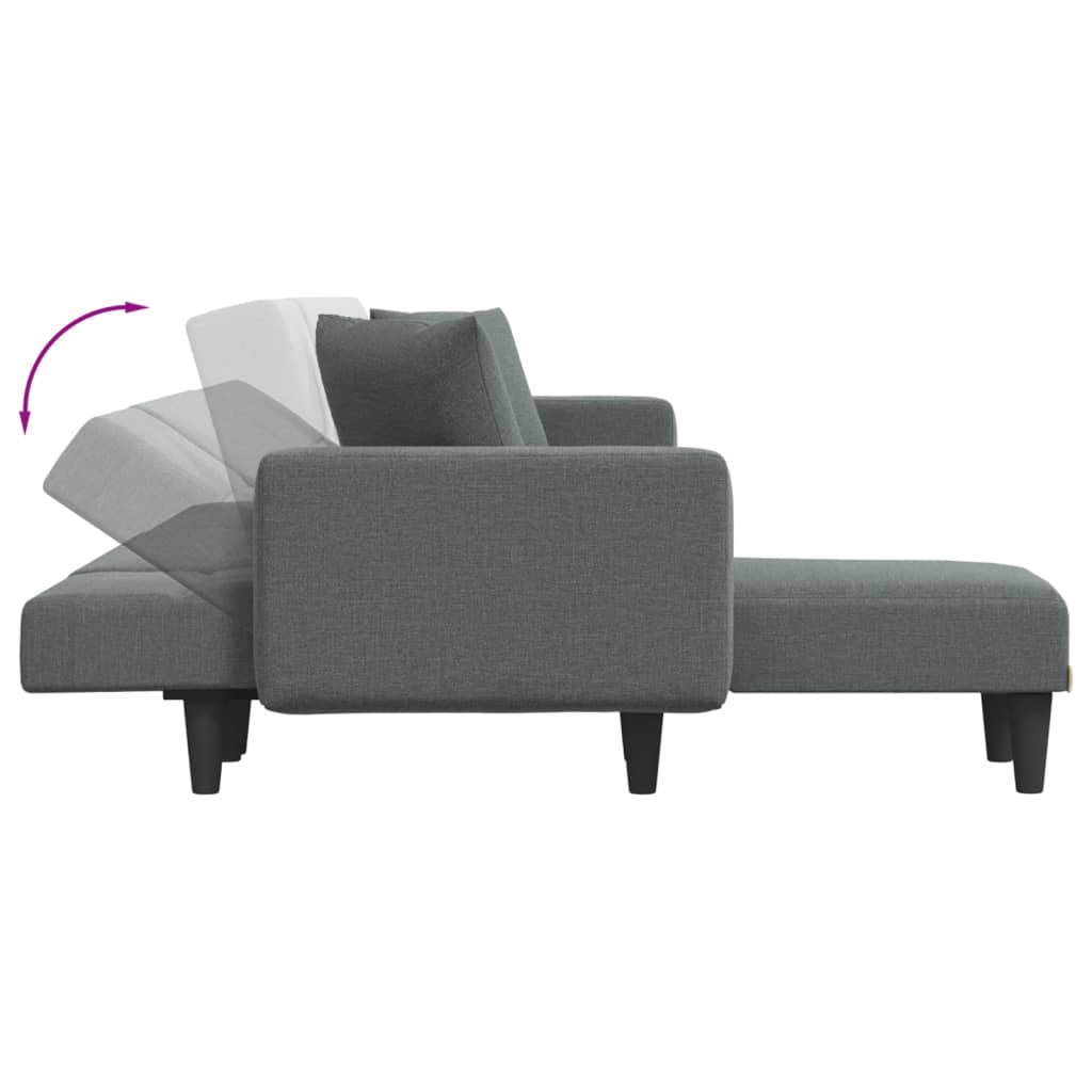Sofá-cama em forma de L 275x140x70 cm tecido cinzento-escuro