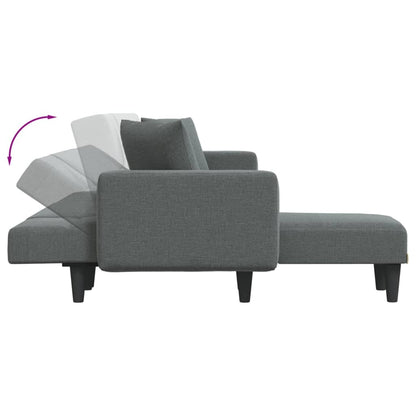 Sofá-cama em forma de L 275x140x70 cm tecido cinzento-escuro