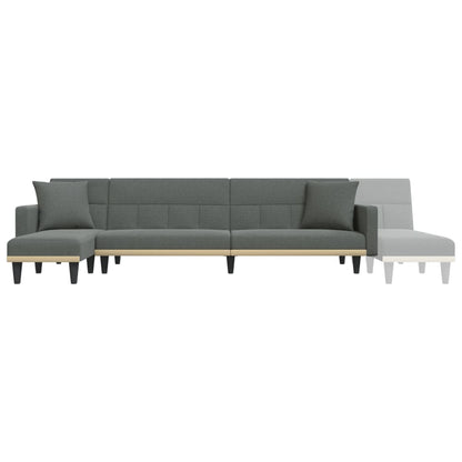 Sofá-cama em forma de L 275x140x70 cm tecido cinzento-escuro
